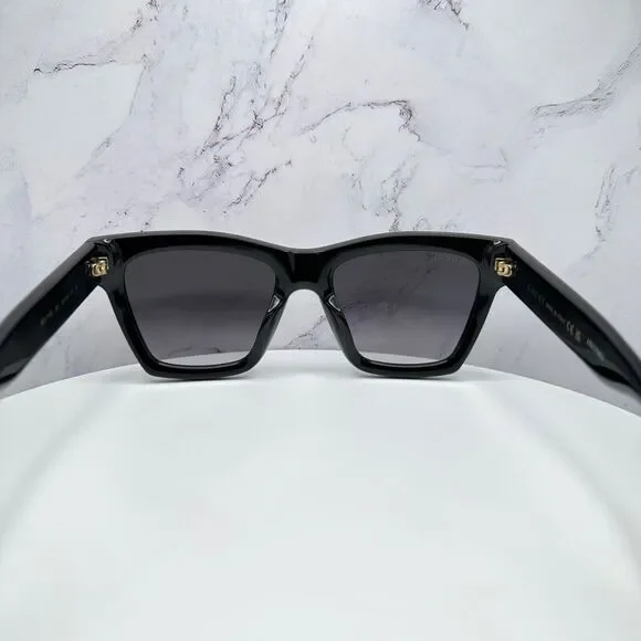 New GUCCI Sunglasses Black Gold Interlocking GG Logo 54-19-140 mm